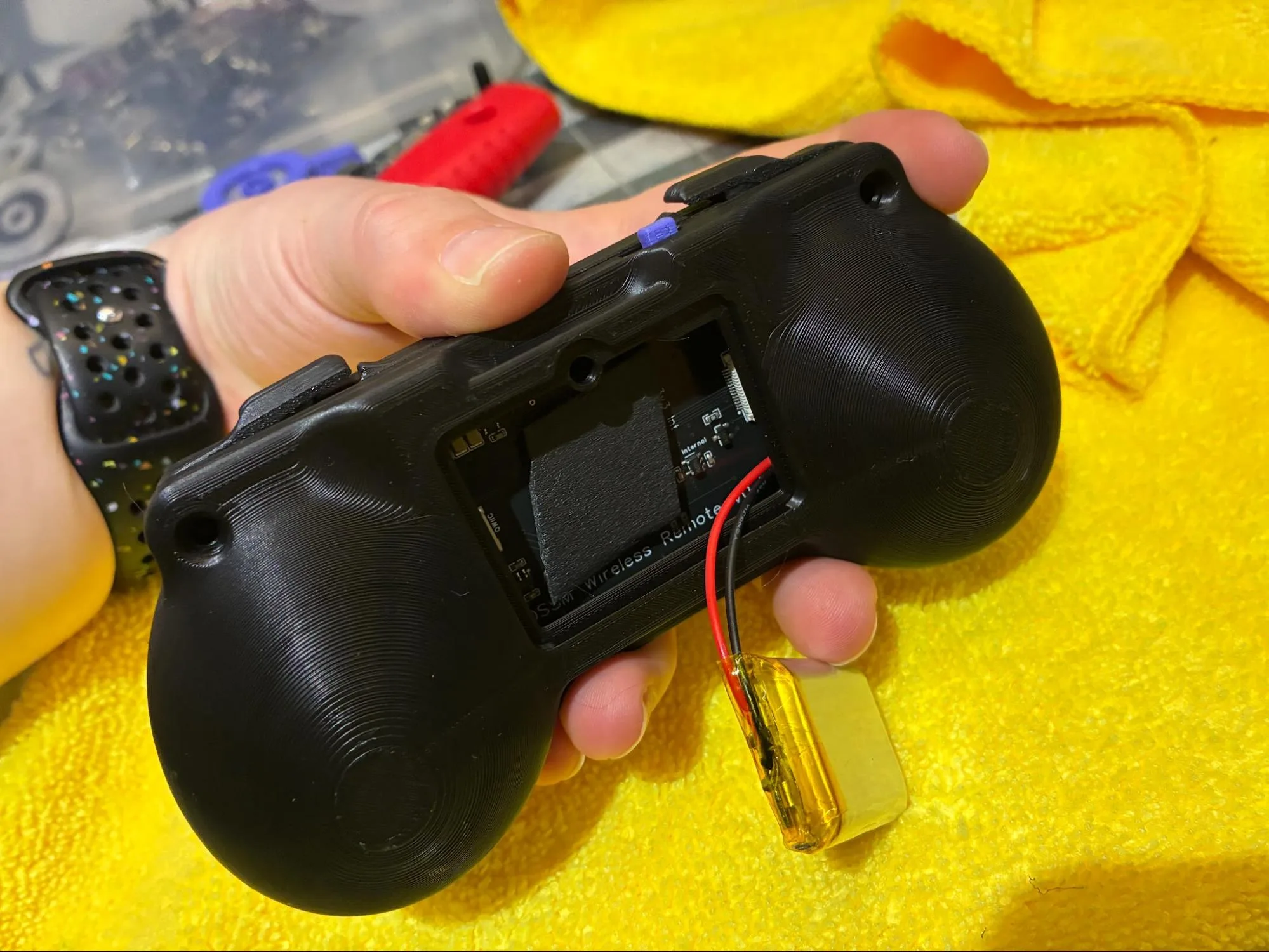 Battery routing reference with RADR front and back housings partially closed