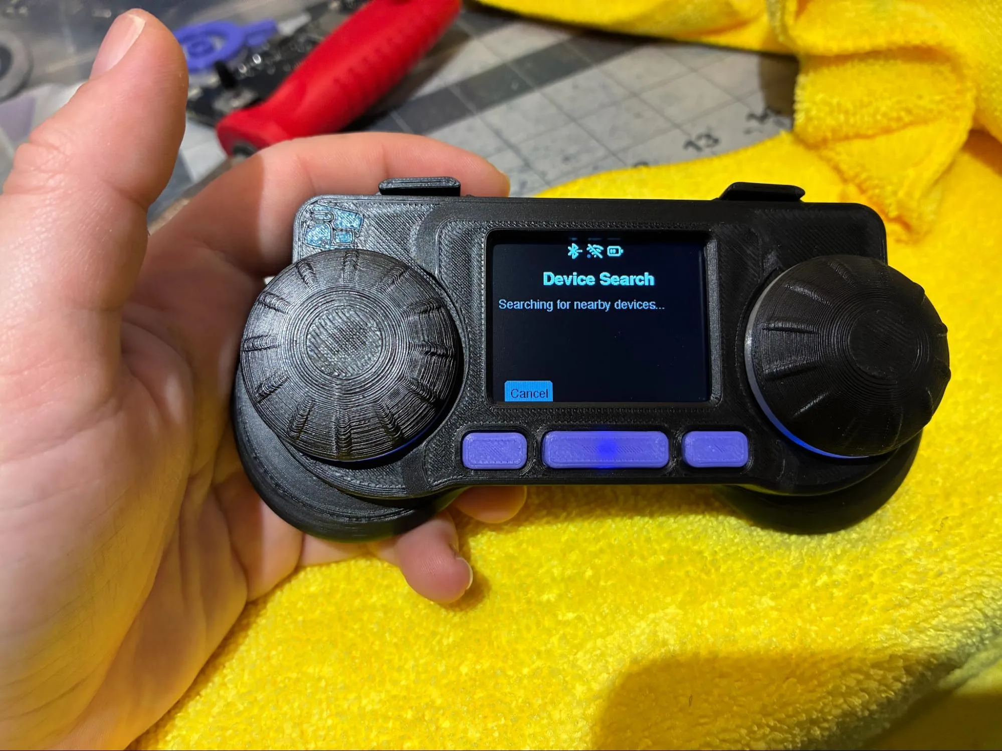 RADR wireless remote powered on for final test