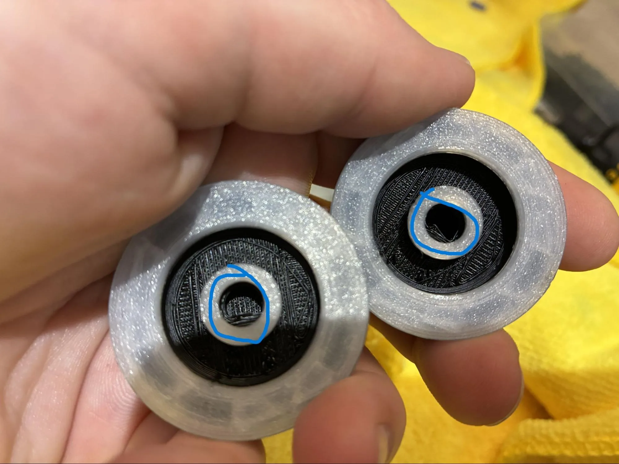 Interior bore of the RADR knob after cleaning excess filament